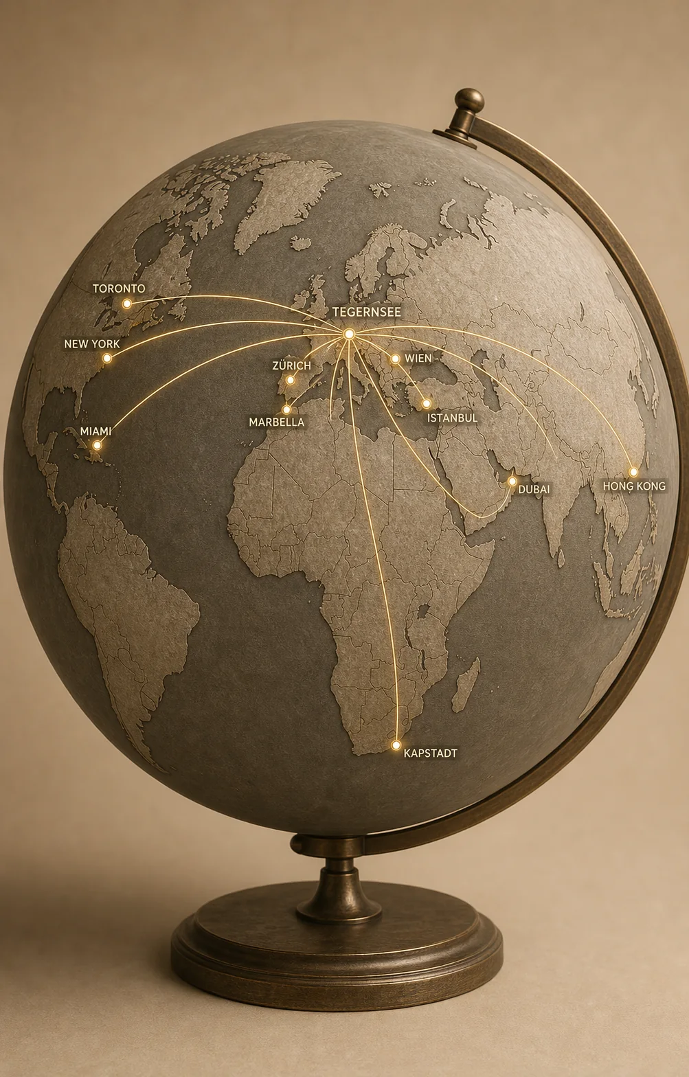 Internationales Netzwerk von Tegernsee nach Zürich, Wien, Marbella, Miami, New York, Toronto, Dubai, Hong Kong, Istanbul und Kapstadt